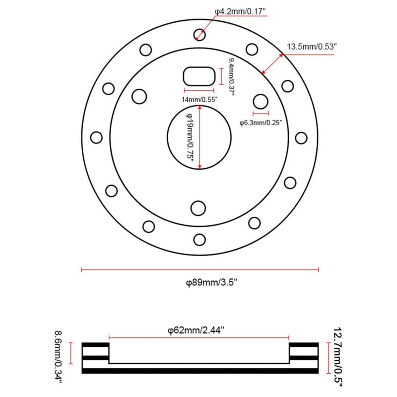 RULLINE 0.5" Steering Wheel Hub Adapter Conversion Spacer 6 Hole to 3 Hole Steering Wheel Adapter Boss Kit Black 0.5"
