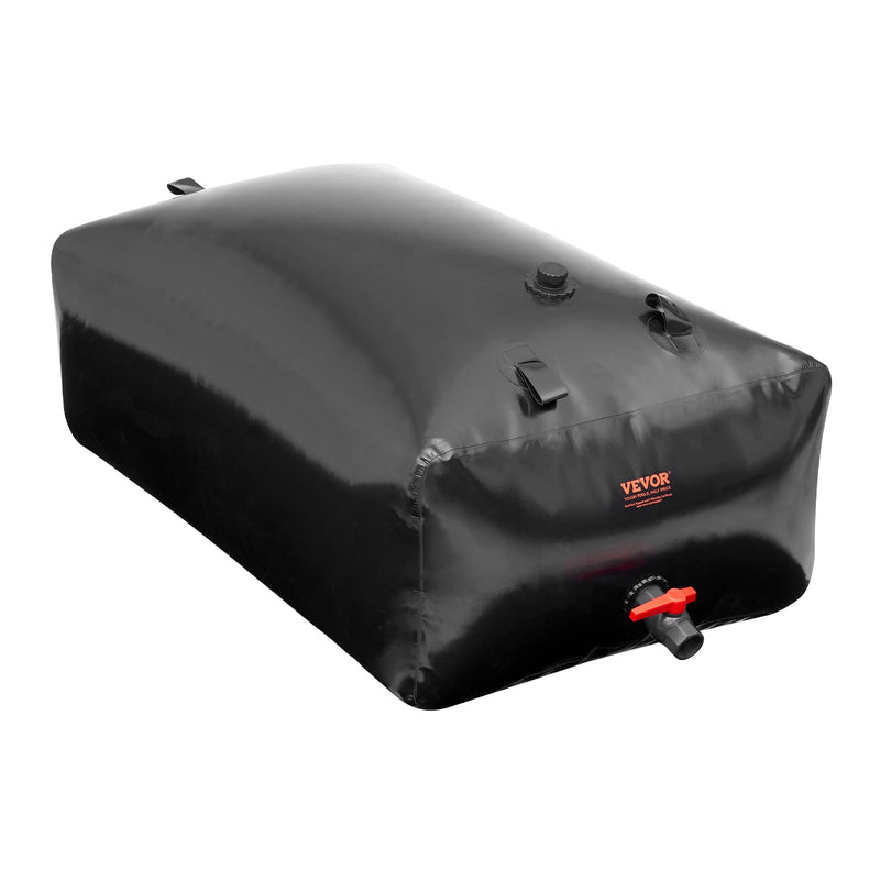 VEVOR 540L/142.7 Gallon Water Storage Bladder, RV Water Tank, 1000D PVC Collapsible Water Storage Containers, Large Capacity Soft Water Bag, Portable Water Bladder,Camping, Emergency Water Supply Black