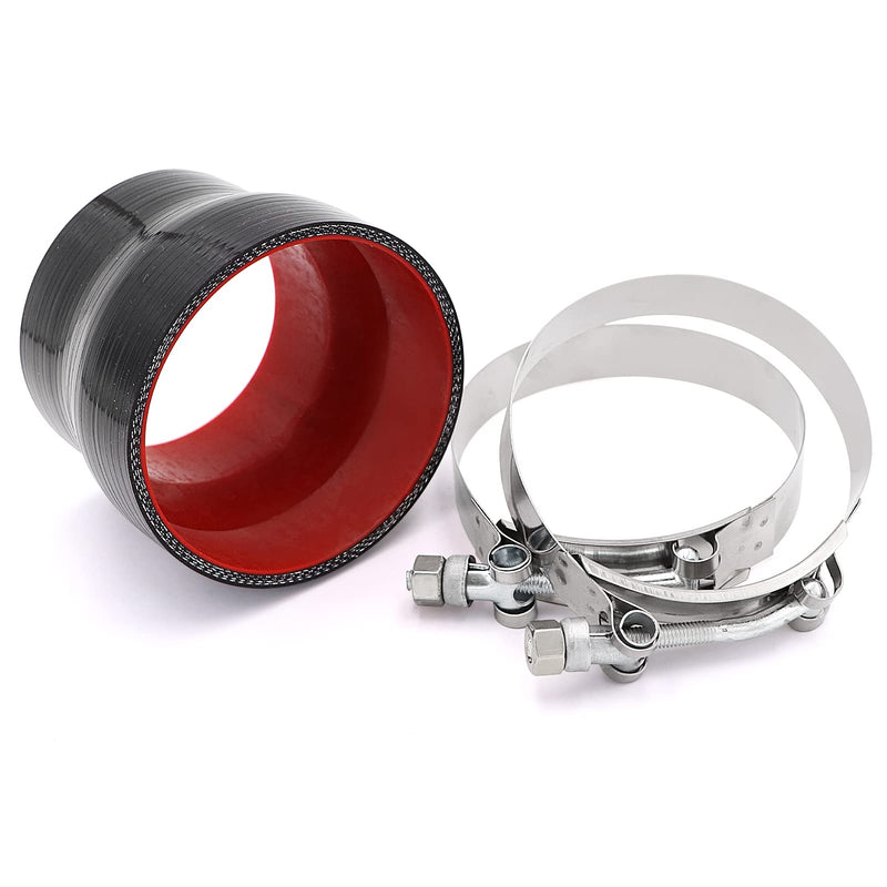 Straight Reducer Coupler Silicone Hose ID 3inch to 3.5inch 4-Ply with Stainless Steel T-Bolt Clamp for Turbo/Intercooler/Intake Piping 3"-3.5"