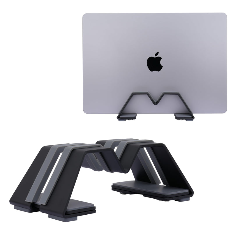 Adjustable Vertical Laptop Stand - Aluminum, Universal Fit for All Laptops (10-30mm Thickness) - Fashion Design, Adjustable Width, Anti-Slip & Scratch-Resistant, Patented Design 1 Slot (For 1 device) Black