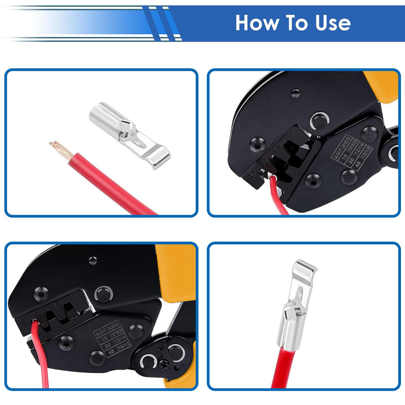 smseace 105Pcs Power Connectors with Crimping Tool 15/30/45 Amp Power Connectors with PVC Cover 1.5-6mm² (20-10AWG) Quick Disconnect Terminals 105Pcs Kit