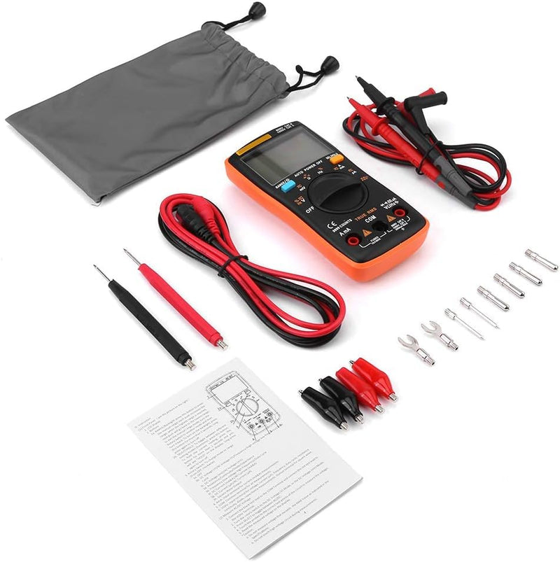 Digital Multimeter Autoranging, True-RMS Multimeter Leads Probes Clips for AC DC Voltage Ammeter Current Ohm Meter