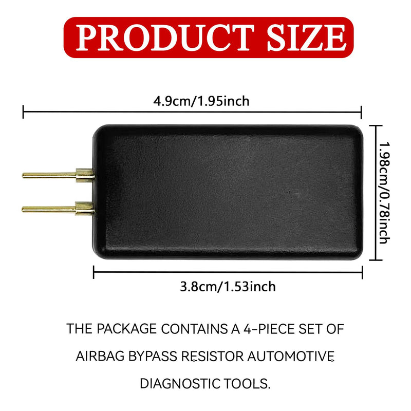 Car SRS Airbag Bypass Resistor, 12V Airbag Simulator Tester Tool for Auto Device Detection, Universal 2-Pin Air Bag Diagnostic Scanner Inspection Instrument for Fault Finding and Repair (4PCS) 4Pcs