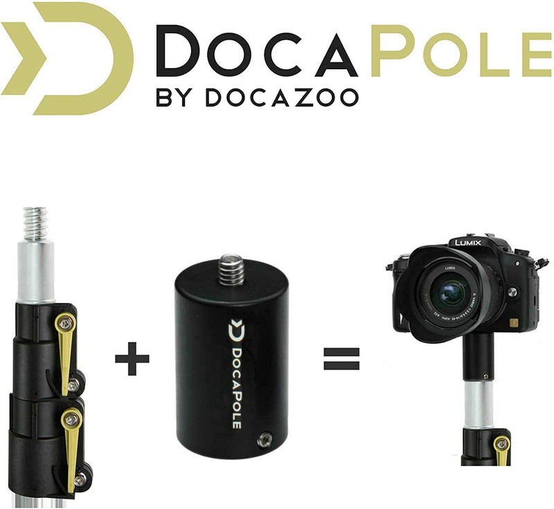 DocaPole Camera Pole Adapter for Camera or Video Camera | Provides Reach for Aerial Photography and Videography | Compatible with Any Threaded Pole