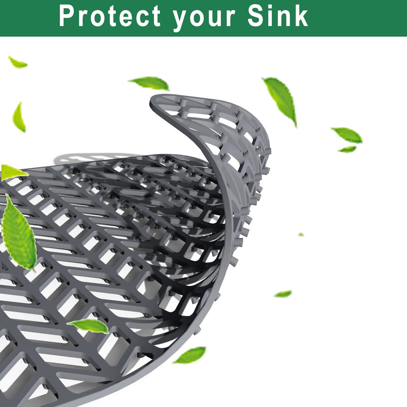 GUUKIN Sink Protectors for Kitchen Sink - 28.4"x 15.2" Silicone Kitchen Sink Mat Grid for Bottom of Farmhouse Stainless Steel Porcelain Sink with Rear Drain（Grey）, 2815B 28.4"x15.2" Rear Drain