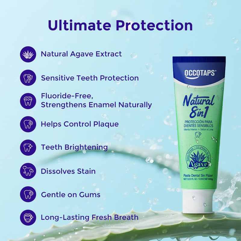 Natural Agave Extract Toothpaste for Sensitive Teeth, Fluoride Free Toothpaste, Remineralizing Gum Care, Gentle Whitening & Fresh Breath, 3.53 Fl Oz 3PK US Manufactured 3.53 Fl Oz (Pack of 3)