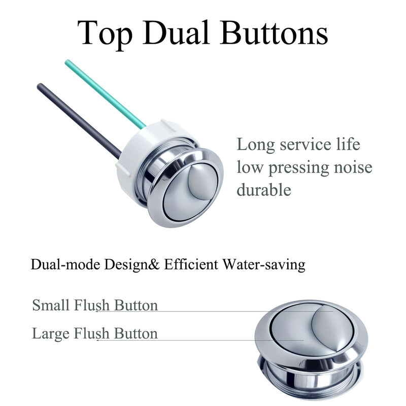 Dual Flushing Toilet Push Button Spare Parts, Top Toilet Button Replacement, Compatible with Geberit & Kohler, Satin Chrome, 1.5inch (38mm) Hole, Toilet Tank Lid (2-Pack) 38mm 2-pack
