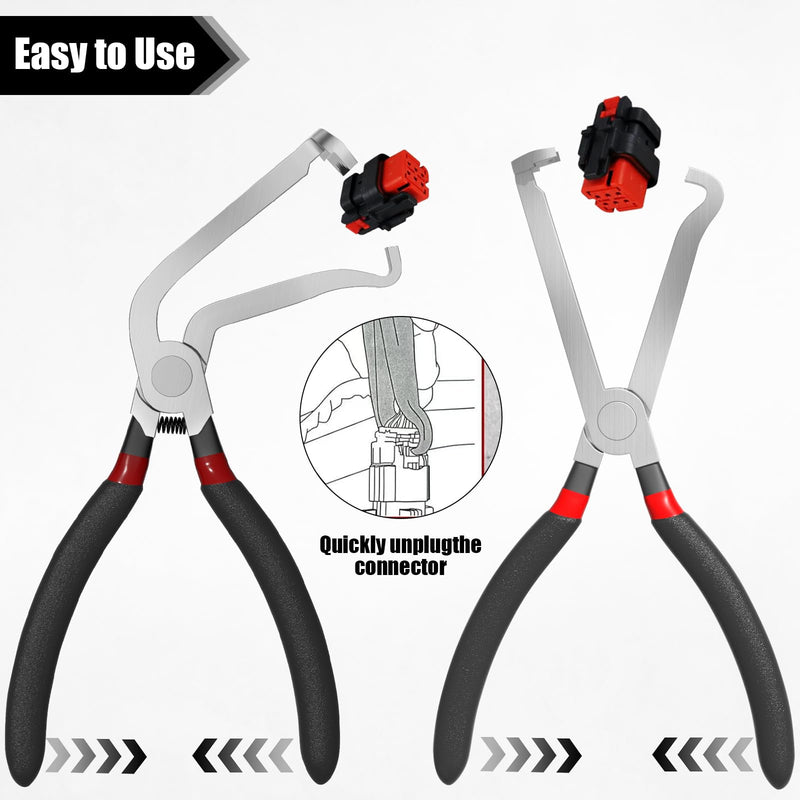 Electrical Disconnect Pliers, 37960 & 37980 Electric Disconnect Plier, 60 Degree Curved Jaw & Straight Automotive Tools for Connector Push Plugs Fuel Line Removal Car Repair Straight & 60° Pliers