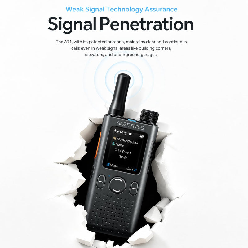 PoC Radio Walkie Talkies Long Range PoC-AT1 Handheld 2 Way Radio | PoC Radio 4G LTE with APP, Push to Talk Over Cellular Long Distance for Hiking and Family Outdoor