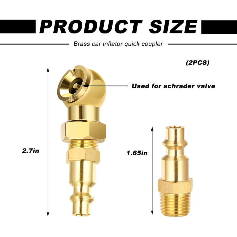 Ball Foot Air Chuck Set, 1/4" FNPT Closed Flow Portable Tire Chuck with Quick Plug Teflon Tape, Brass Closed Ball Tire Gauge Air Chuck Nozzle Kit for Air Compressor Attachment