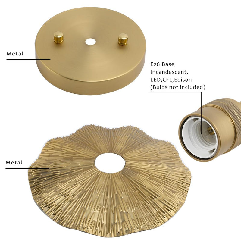 Pathson Vintage Metal Ceiling Light Fixture Brass Finished, Split Flower Design Ceiling Lighting, Industrial Kitchen Art Flush Mounted Farmhouse Lighting for Living Room Hallway