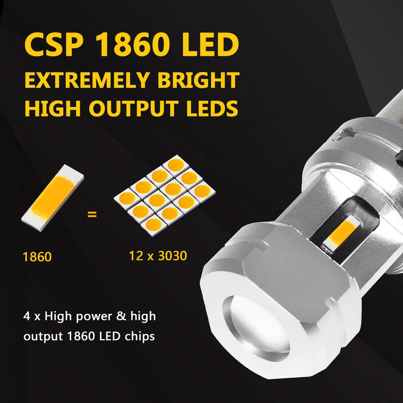 PHINLION 3600 Lumens 1156 7506 Amber LED Turn Signal Light Bulbs Super Bright P21W 1141 2396 7506 LED Bulb for Car Truck Motorcycle RV Blinker Lights, Amber Yellow