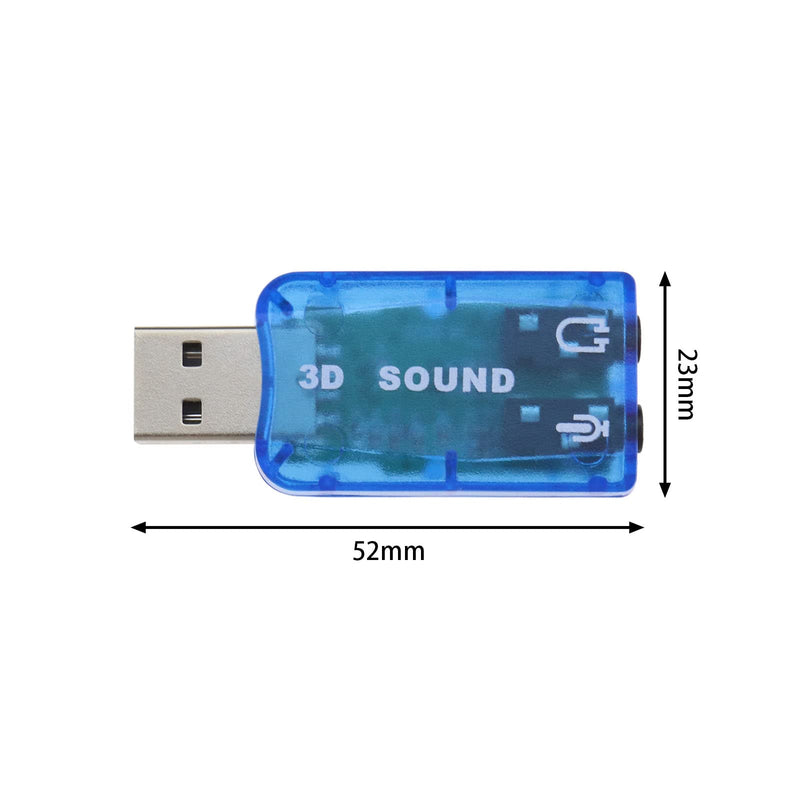 SING F LTD 4PCS External 5.1 USB Stereo Sound Card with 3.5mm Headphone and Microphone Ports 3D Virtual 5.1 Channel Audio Adapter Compatible with Windows 2 Black & 2 Blue