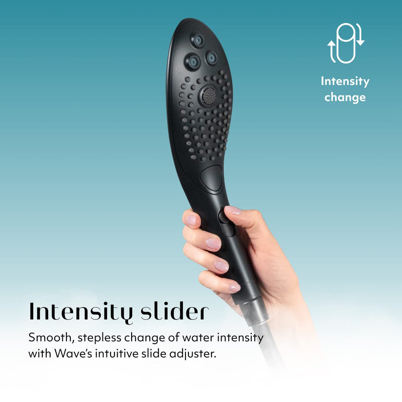 Womanizer Wave Multifunction Shower Head | Special Jet Water Powered Personal Massager | 2in1 Showerhead for Women | Control 3 Pattern Settings | Handheld Water Pressure Massage Tool | Black