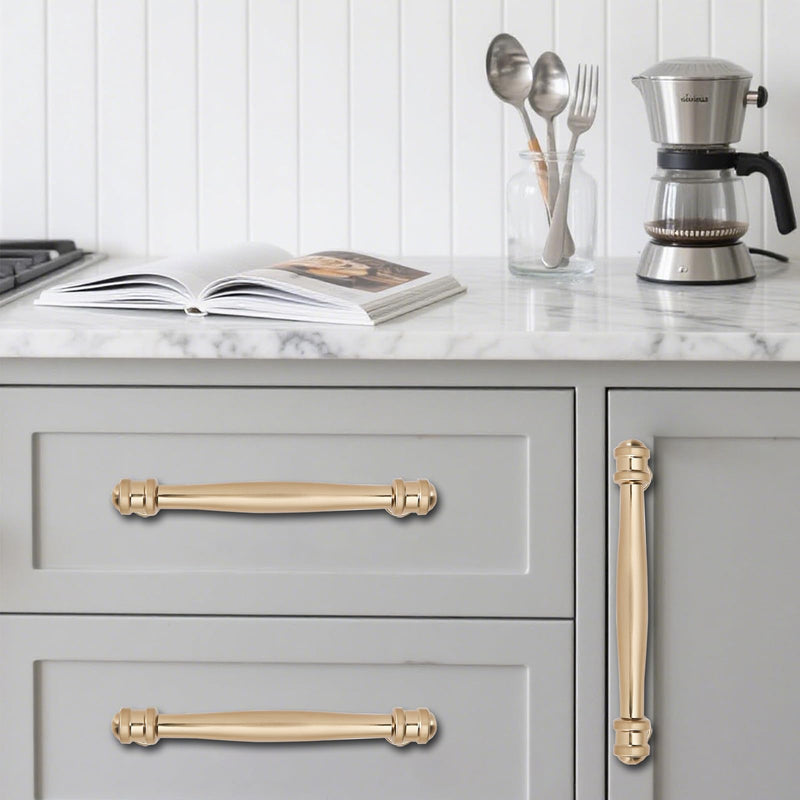 10 Pack 3-1/2 inch(89mm) Center to Center Brushed Brass Cabinet Pulls Solid Cabinet Hardware Heavy-Duty Drawer Pulls Kitchen Handles for Cabinets Cupboard Handles 3-1/2 inch(89mm)Center to Center 10 Pack