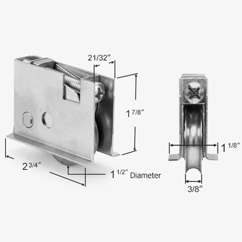 2 Pack Sliding Patio Door Roller Assembly Fits for Pella Wood Glass Doors P/N #0C8P0001 (1992 to P), 1-1/2" Steel Ball Bearing, Edge Adjustable, Stainless Steel Housing W/Flange New Style w/ flange