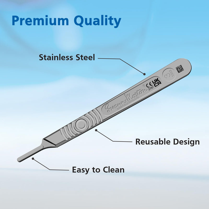 Swann Morton Scalpel Handle No. 3 - Stainless Steel, Fits Blades 10, 10A, 10R, 11, 12, 14, 15, & 15A, Esthetician Tools to Dermaplane, Surgical Knife Handle, Medical Grade Precision Instrument | For Blades 10, 10a, 11, 12, 15, 15a
