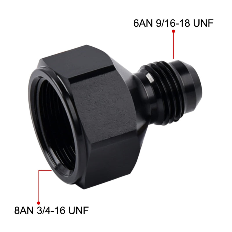 EVIL ENERGY 8AN Female to 6AN Male Flare Reducer Adapter 2PCS AN8 to AN6