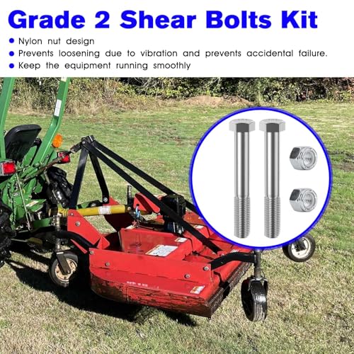Grade 5 Shear Bolt Kit Replacement Rotary Cutter Shear Bolts 1/2" x 3-1/2" Shear Bolts for Bush Hog Snowblower Tractor Nut Bolt with Nylock Nuts- 5 Pack