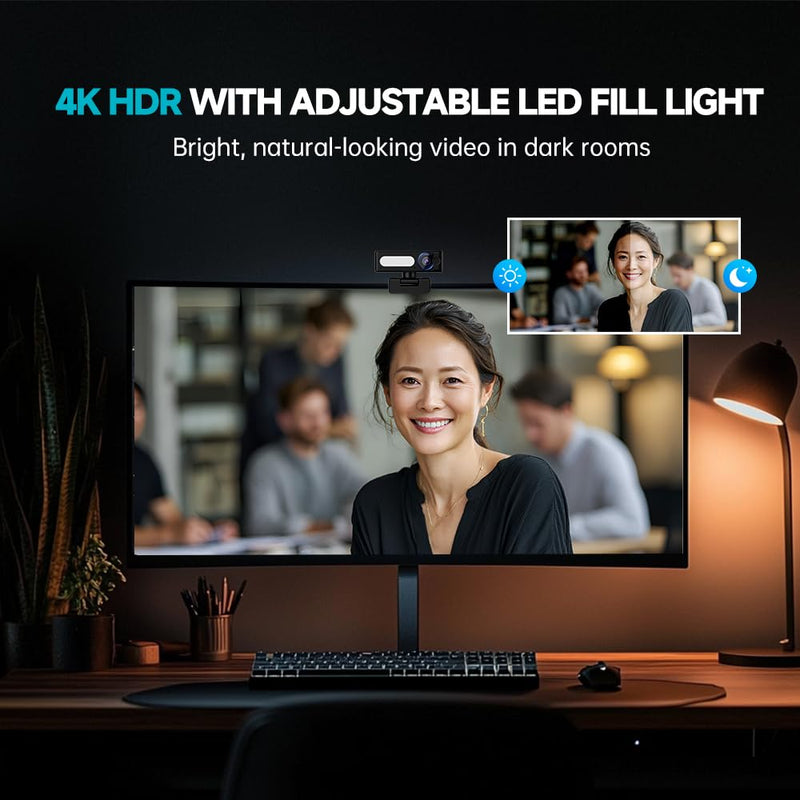 G53 4K Webcam with Noise-Canceling Microphone for PC Laptop | 120° Wide-Angle & Autofocus Video Streaming Computer Camera, Remote Control，works with Zoom/Teams/Switch 2/Mac 4K(G53)