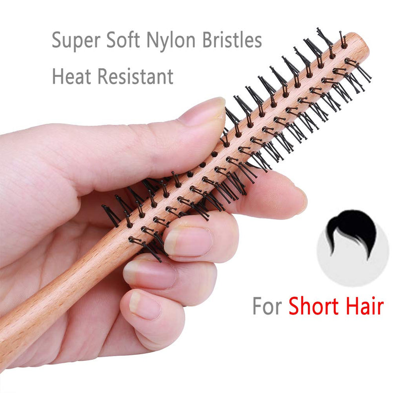 PERFEHAIR Small Round Barrel Brush for Short Hair, 1 Inch Mini Quiff Roller Comb for Women and Men, Best for Styling Thin Hair, Bangs, Beard