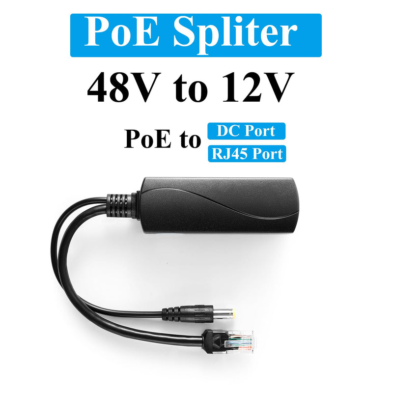 Active PoE Splitter 12V 1A Output with IEEE 802.3af Standard Compliant 10,100Mbps Power Over Ethernet Splitter Adapter for Security IP Camera CCTV Surveillance Device 5.5x2.1mm (PS5712P Black) 12V 1A PS5712P