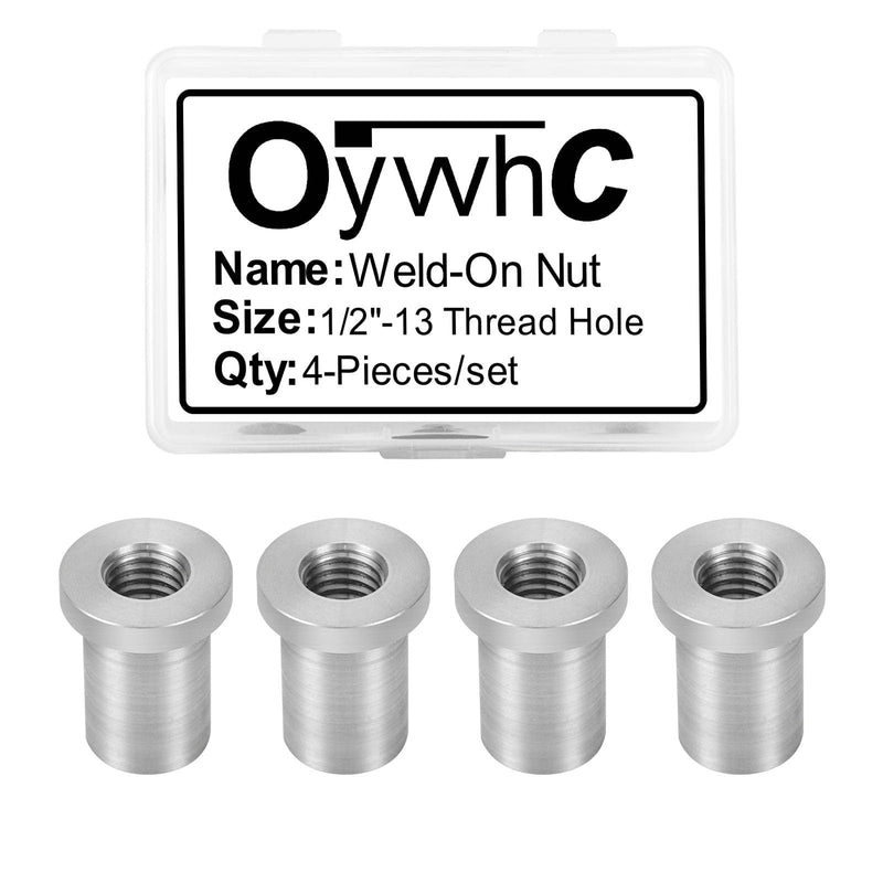 Weld-On Nut,1/2"-13 Thread Long Threaded Stepped Female Weld Nut Steel Chassis Mount Tab Pack of 4 1/2"-13 4-Pack