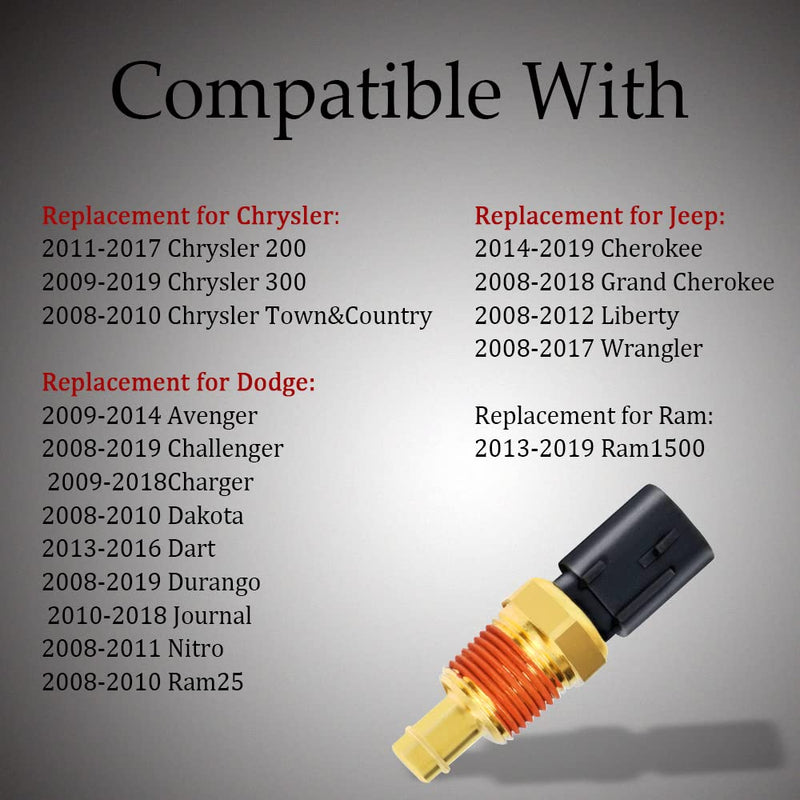 HAOBO Engine Coolant Temperature Sensor, Water Temperature Sensor, Coolant Temp Sensors 5149077AB Compatible with Dodge Charger Durango Ram 1500 2500 3500 Jeep Wrangler Chrysler Town & Country