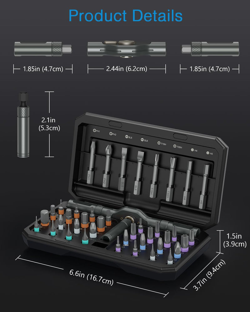 AMIR 42 in 1 Magnetic Screwdriver Set, DIY Ratchet Screwdriver Set Magnetic with Multi Bit, Precision Repair Tool Kit for Tools Home Improvement Computer Bicycle