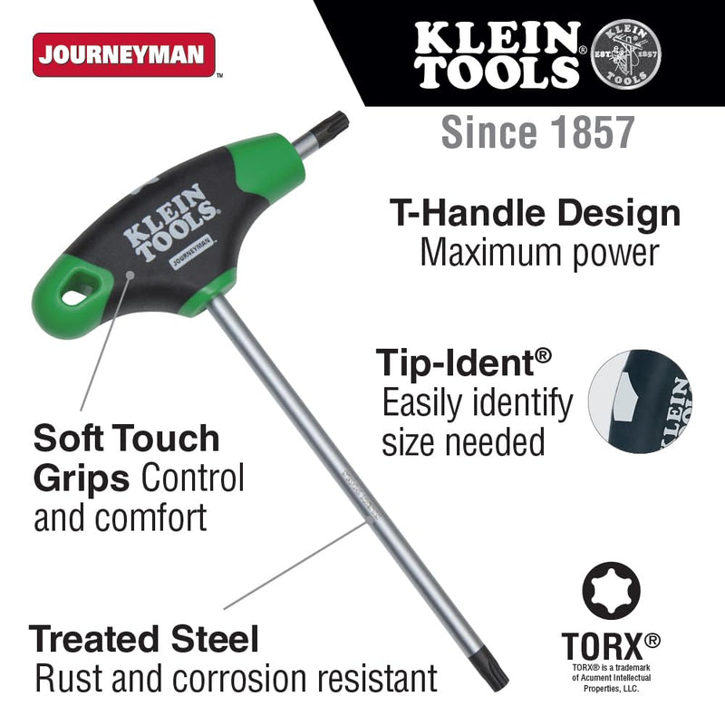 Klein Tools JTH67T Hex Key Set, TORX T-Handle Hex Key Allen Wrench Set with 6-Inch Blades, Stand Included, 7-Piece