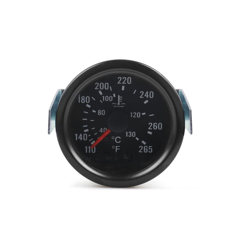 Dyno Racing 2" 52mm 12V Pointer Mechanical Water Temperature Temp Gauge （40-130℃,110-265℉,Yellow Light Car Meter with Sensor NPT 1/2, 1.8m Wire Length