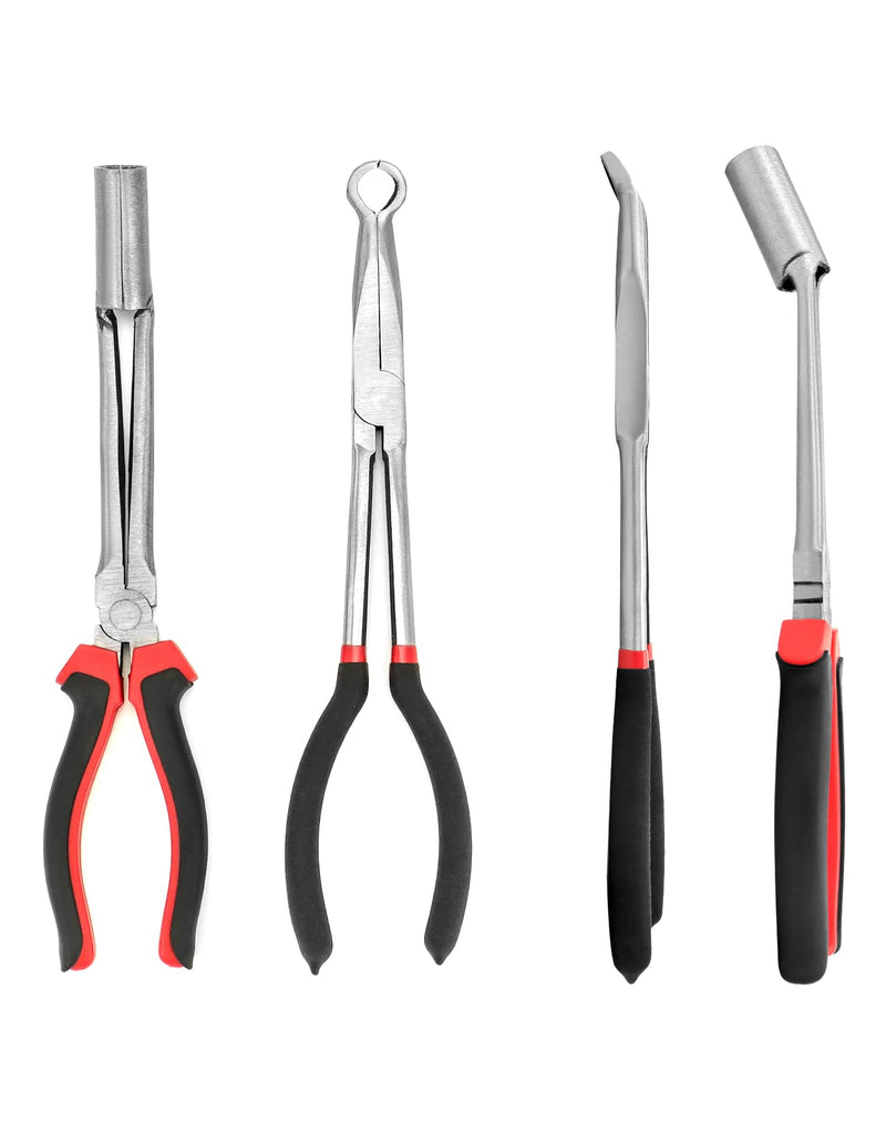 QWORK Car Spark Plug Wire Removal Pliers Tool, Sleeve Type Spark Plug Puller + Round Spark Plug Pliers, QS30577