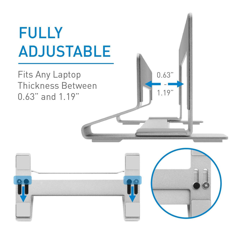 Macally Mini Wired Keyboard and an Adjustable Vertical Laptop Stand, Universal Design to Fit Any Laptop