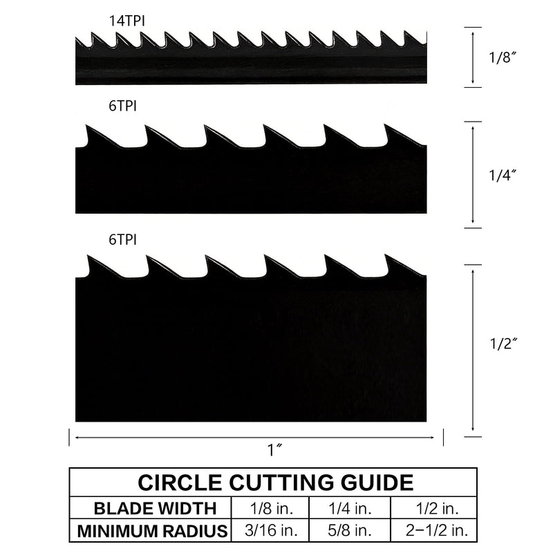 TASP 93-1/2" Bandsaw Blades Set (1/8" 1/4" 1/2" Wide) for 14" Band Saw, Compatible with Delta, Jet, Rikon, Ridgid, Craftsman, Grizzly, Bridgewood, Woodtek, Rockwell, Pack of 3