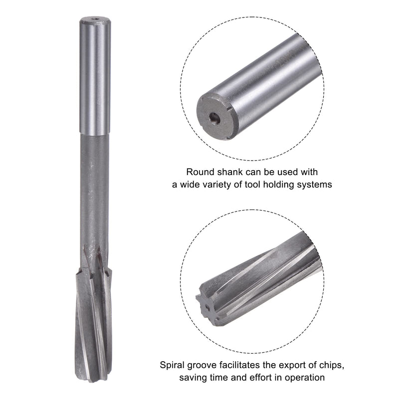 uxcell Chucking Reamers, 20mm H7 4241 High Speed Steel Spiral Flutes Lathe Machine Reamer Milling Cutter