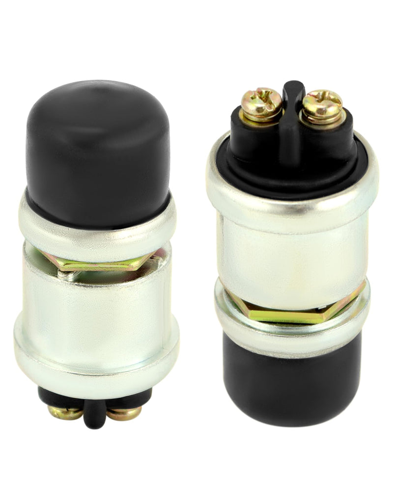 QWORK Engine Start Push Button Switch, 4 Pcs 12V 50A Momentary Start Switch for Car Truck Boat, Black Cap