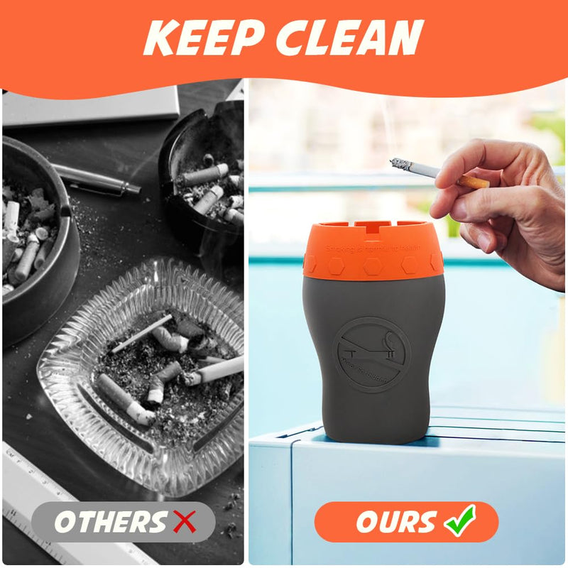 Car Silicone Ashtray,Auto Ash Tray Smokeless, Drop-Proof & Unbreakable Anti-Ash Splash Vehicle Cigarette Ashtray for Home Outside Office Car Accessories(Orange) Orange