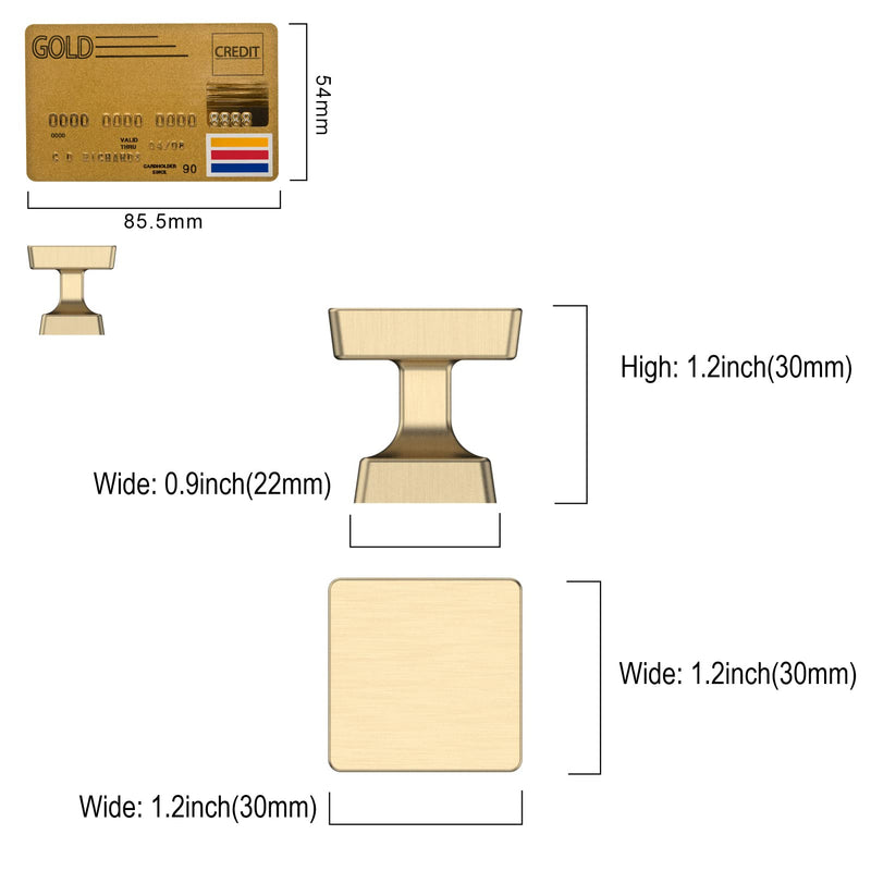 Amerdeco 10 Pack Brushed Gold Cabinet Knobs 1.2 Inch(30mm) Gold Kitchen Cabinet Knobs Dresser Knobs Drawer Knobs and Pulls for Bathroom Cabinets ZH0008 Knob