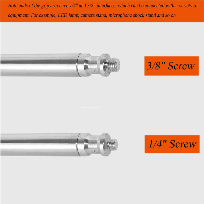 50 inch/128cm Extension Crossbar Boom Arm, Stainless Steel Holding Grip Arm with 1/4" & 3/8" Interfaces Thread for Heavy Duty C Stand, Light Stand and Other Equipment for Studio Photography