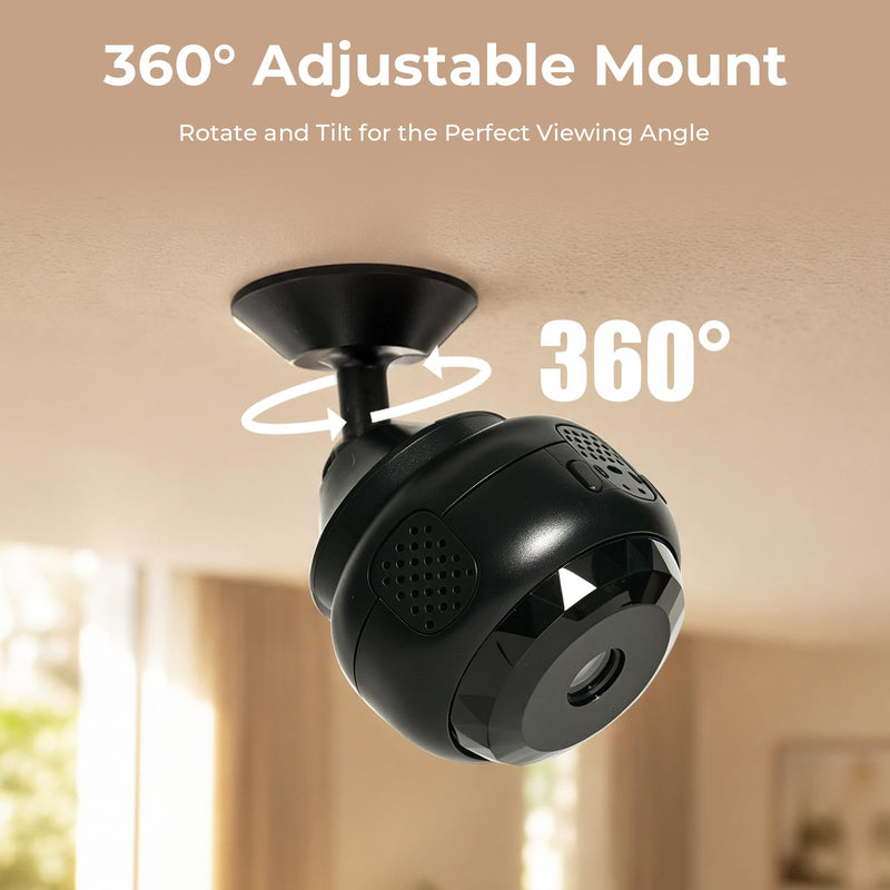 4K Hidden Camera, Mini WiFi Nanny Cam with Motion Detection & Night Vision (Black) | Spy Cam Indoor for Baby Pets Security with App Control
