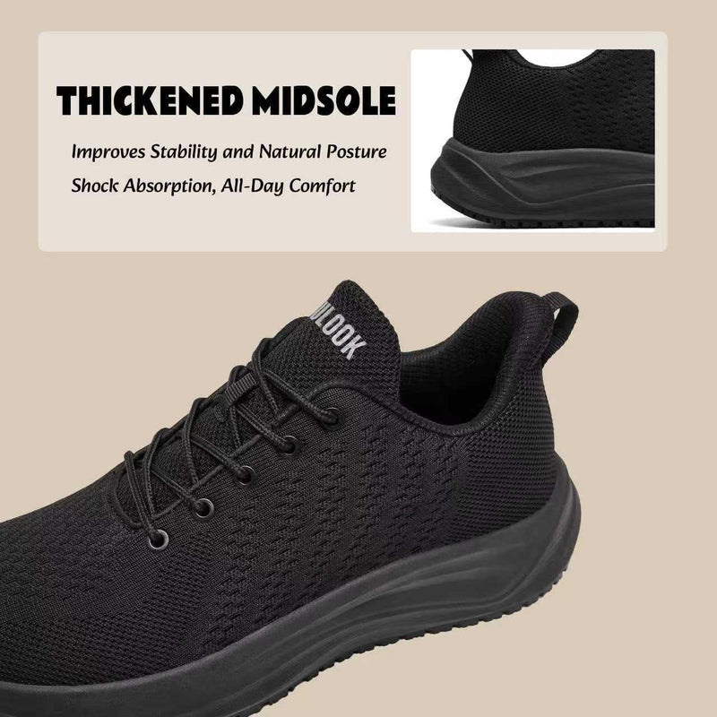 Women's Non Slip Work Shoes Slip Resistant Nurse Sneakers with Arch Fit Support Comfortable Mesh Walking Shoes for Food Service Chef Kitchen Restaurant 8 Black