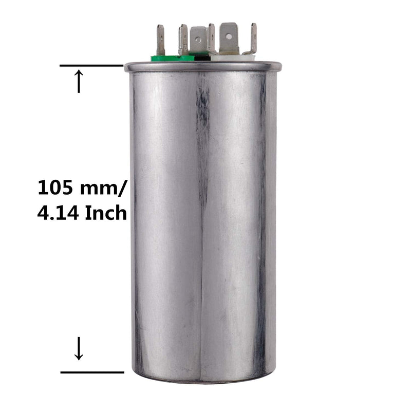 BOJACK 60+10 uF 60/10 MFD ±6% 370V/440 VAC CBB65 Dual Run Circular Start Capacitor for AC Motor Run or Fan Start or Condenser Straight