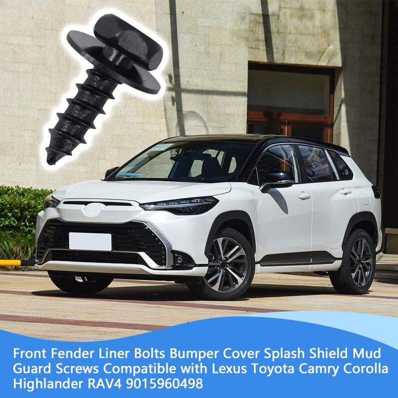 10PCS Bumper Cover Splash Shield Mud Guard Screw Bolt, Liner Screw Bolt Replacement for Toyota Lexus Camry Highlander RAV4, ES, GS, LS, RX, OEM:90159-60498