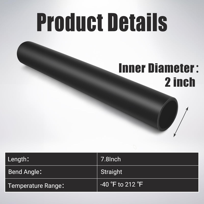 Gasoline Fuel Filler Neck Hose with 2 Clamps Reinforced Gas tank Filler Hose (Length: 7 7/8", ID 2") 2" ID