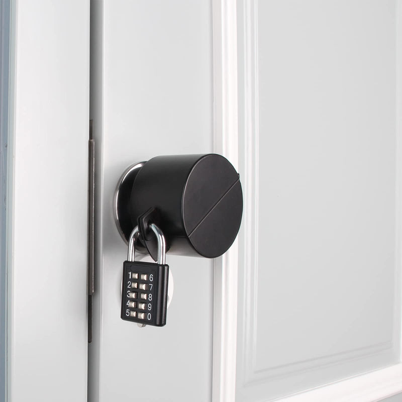 Door Knob Lock Cover ，No drilled Door Lock Cover，from Outside Prevents Turning of Door Knob and Access to Keyhole,for Apartment Evictions (Black with Lock Black