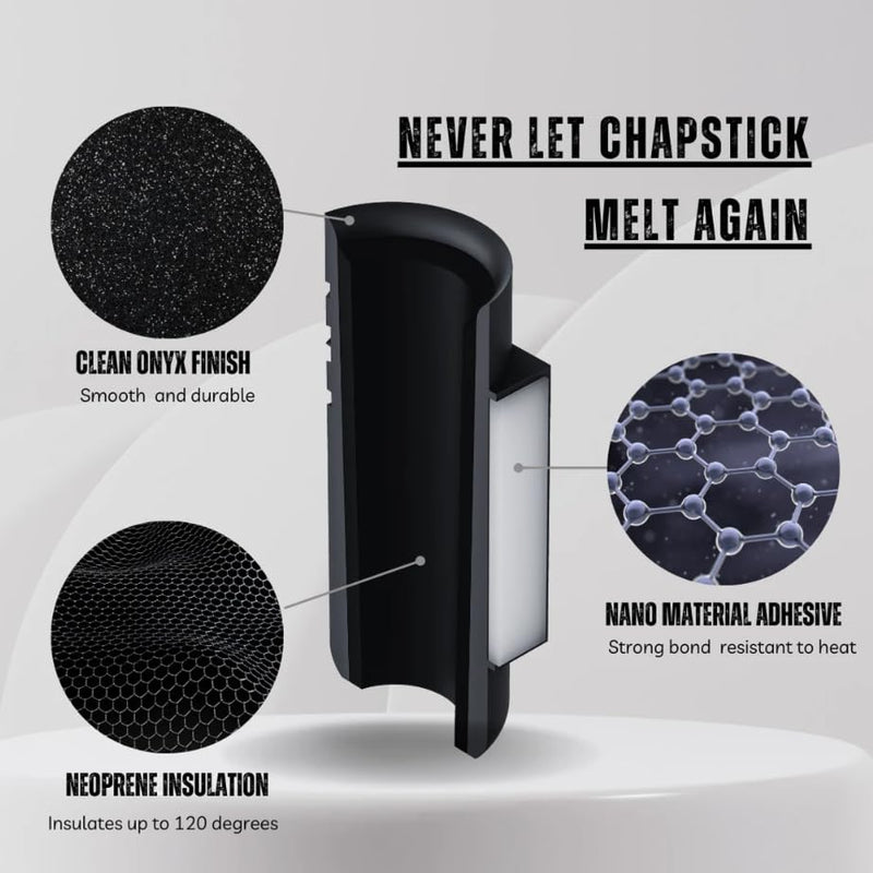 Chill Chap - Insulated Lip Balm Mount - Premium Interior Car Accessory - Keep Your Chapstick Handy and Upright! - Great Low-Cost Gift (Black) Black