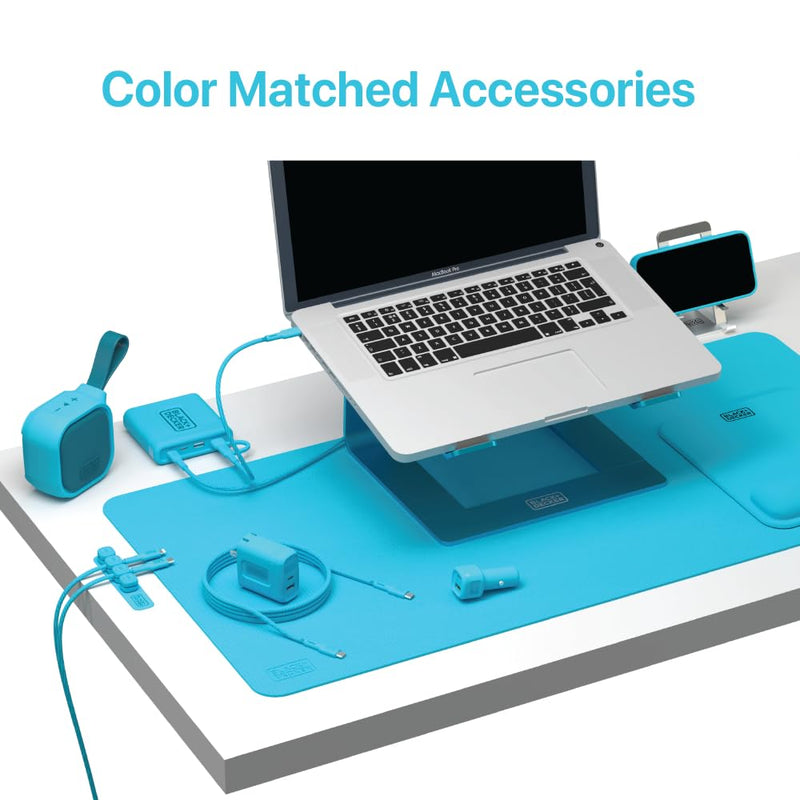 BLACK+DECKER Laptop Stand for Computer Desk, Ergonomic Laptop Stand for Desk, Lap top Riser Compatible with Macbook Notebook, Lap top Holder, Durable Aluminum Computer Riser Accessories, LochNess Blue Loch Ness