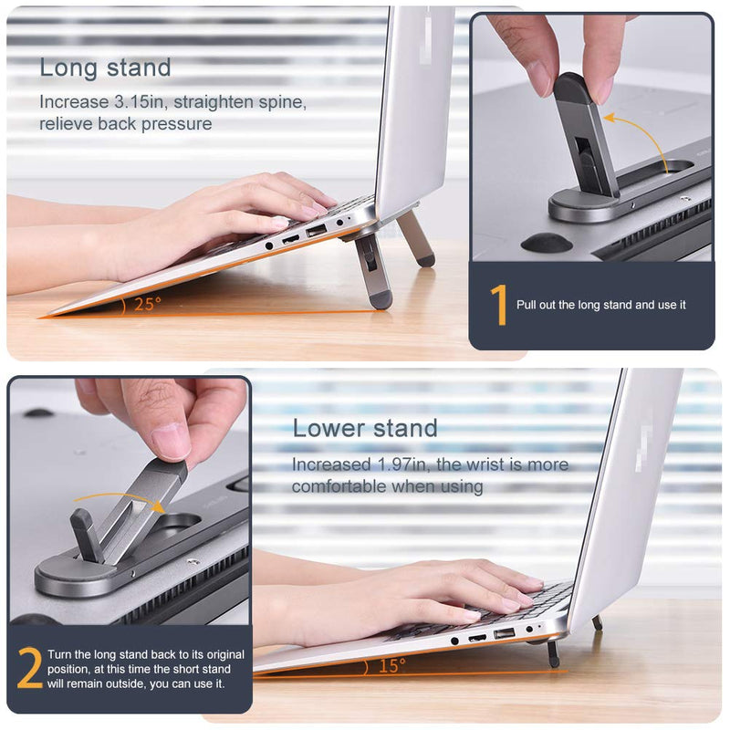 Laptop Stand for Desk,Laptop Cooling Stand,Keyboard Riser, Ergonomic Laptops Elevator for Desk, Laptop Riser Compatible with MacBook Air Pro, with Dell, with HP, More 10-15.6” Laptops Y01 Grey