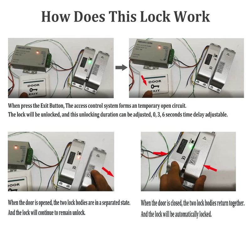 JASAG DC12V Electric Mortise Lock, Fail Safe Mode with Adjustment Time Delay, Electric Drop Bolt Lock for Door Access Control, Silver (JASAG-XXS1)