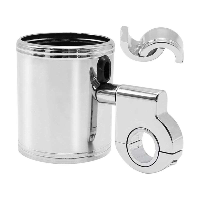 200 Chrome Handlebar Mount Motorcycle Metal Cup Holder Rotate 360 Degrees